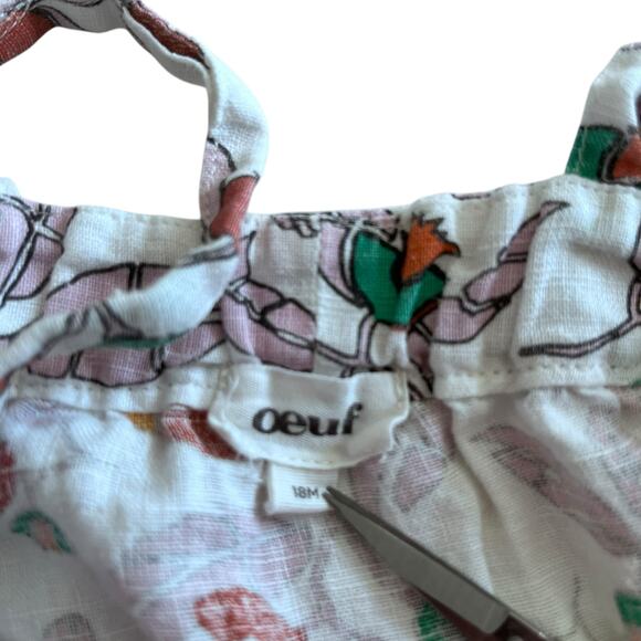 Oeuf Girls Floral Linen Summer Romper Size 18 months Flaw - Picture 4 of 7